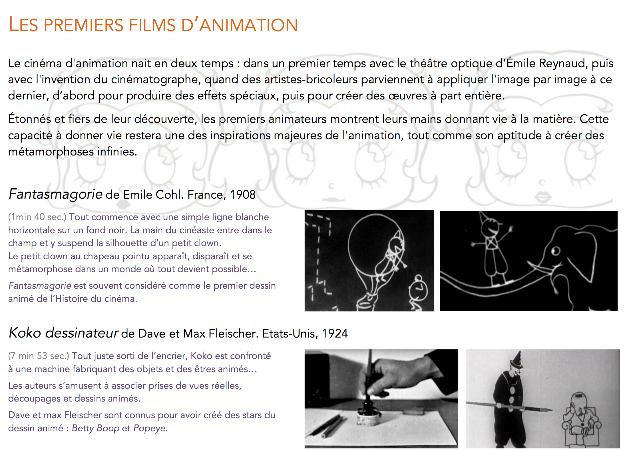 Les premiers films d'animation 1