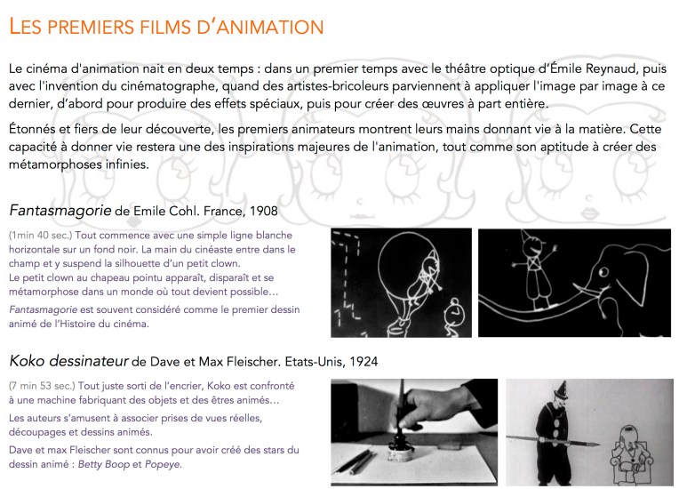 Les premiers films d'animation 1